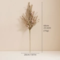 Champagne gold Christmas decorative branch with glitter coating and ornaments, 60cm height - Large Branch
