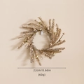 Champagne gold Christmas pine wreath with metallic balls, 22cm diameter and 60g weight - Small Wreath