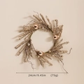 Champagne gold Christmas wreath 24cm with sequins and ornaments for holiday decor - Wreath Medium