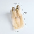 Set di due uccellini glitterati oro champagne con piume naturali per decorazioni - Stile Uccello / Champagne