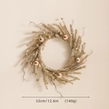 32cm Champagne Gold Christmas Wreath with metallic leaves and festive ornaments - Large Wreath