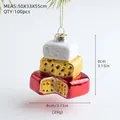 Addobbo torta di Natale a tre strati in rosso, oro e bianco con trama glitterata, 8cm - Torta al Formaggio