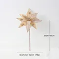 32cm champagne pink artificial Christmas flower with glitter beads and 40cm long stem - Champagne