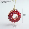Christmas glass donut ornament in red with colorful dots and gold hook for tree decor - Chocolate Doughnut