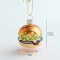 Hamburger shaped glass Christmas ornament with gold glitter and metallic finish - Hamburger