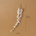 Christmas floral pick with white beaded petals and gold wire 36cm length ornament - 36cm Floral Pearl Pendant (SA25108)