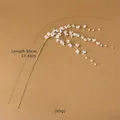 Elegant 85cm Christmas floral branch with white pearls and gold stem for festive decor - 85cm Handmade Pearl Floral Branch Decoration (SA25106)