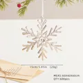 Champagne gold snowflake Christmas ornament 15cm on pine branch with festive berries - Champagne Snowflake