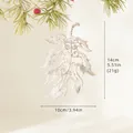 Silver hollow leaf Christmas pendant ornament with detailed texture and elegant metal finish - Champagne Leaf