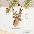Golden reindeer head Christmas ornament with glossy plating and white hanging ribbon - Coffee Brown Reindeer Head