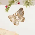 Golden butterfly Christmas tree ornament with metallic texture and hanging white string - Coffee Butterfly