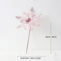 Pink poinsettia Christmas tree ornament with glitter petals and mesh texture - Pink (224182)