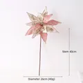 Pink and champagne artificial Christmas poinsettia with gold sequins and beads - Pink (241113M)
