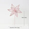 Pink glittered tulle Christmas flower head with stem, 24cm diameter festive decoration - Pink Mesh Style (241472S)