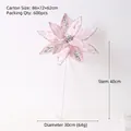 Pink poinsettia Christmas flower ornament with silver sequins and 30cm diameter - Pink Velvet Style (251124)