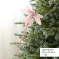 Uccellino decorativo in piume rosa con perline e glitter per l'albero di Natale - 42cm x 22cm / Rosa Chiaro