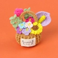 Handmade crochet mini flower basket decor with sunflower and Handmade WITH LOVE label - Purple Flowers Calla Lily (Crochet Small Flower Basket)