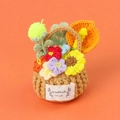 Handmade crochet flower basket with sunflowers and lilies in a warm orange backdrop - Orange Flowers Calla Lily (Crochet Small Flower Basket)