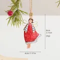 Vintage Christmas angel ornament in red polka dot dress with golden wire wings - Angel Girl A (Red Polka Dot Dress)