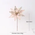 Champagne gold Christmas poinsettia with sequins and large 30cm artificial petals - 30cm (including 40cm stem) / Champagne