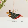 Vintage iron angel ornament with hand-painted details and rustic gold wavy patterns - Angel Girl D (Flying Pose/Yellow Dress)