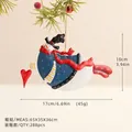 Pupazzo di neve in metallo dipinto a mano con cuore rosso per addobbi natalizi - Pupazzo di Neve con Abiti Blu e Cuore Rosso Stile (双面大雪人G)