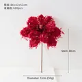 Premium burgundy artificial Christmas magnolia flower with gold sequins and velvet petals - Burgundy