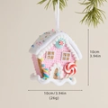 Rosa Lebkuchenhaus Weihnachtsanhänger aus Stoff mit Süßigkeiten und Schneekronen-Deko - Rosa Haus Stil B