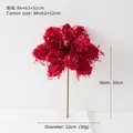 Velvet burgundy Christmas flower with gold sequins 22cm diameter floral stem decoration - Fringed Poinsettia (251225S) / Burgundy