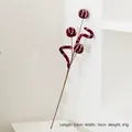 Velvet burgundy Christmas floral branch with gold glitter spirals and red round accents - Three-Ball Spiral Decorative Pick / Burgundy