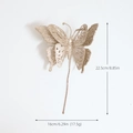 Sparkling champagne gold glitter butterfly pick ornament, 22.5x16cm floral decor - Champagne Small Butterfly