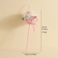 Lutscher-Weihnachtsschmuck mit bunten Pompons und rosa gestreiftem Griff, 25cm hoch - 8 cm Fellbommel