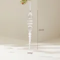 Adorno navideño de carámbano en acrílico transparente con cinta blanca de 22 cm - Adorno de Carámbano Transparente Facetado (25-21)