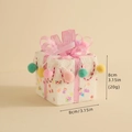 Weihnachts-Lebkuchen-Geschenkbox-Anhänger mit rosa Schleife und bunten Pompons - Geschenkbox (8cm)
