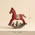 Red Christmas rocking horse resin figurine with knit texture and gift box details - Red Rocking Horse