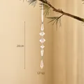 Colgante de acrílico transparente para árbol de Navidad con cuentas facetadas y gota - Colgante de Gota de Agua Larga con Cuentas de Rombo (25-19)
