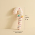 Weihnachtlicher Zuckerstangen-Anhänger in Creme mit rosa Streifen und bunten Bommeln - Kleine Zuckerstange (19cm)