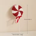 Lecca-lecca natalizio glitterato rosso e bianco da 25 cm con fiocco di seta - Lecca-lecca a Girandola da 25cm