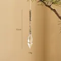 Adorno navideño de carámbano acrílico de 15cm con punta plateada y cristal facetado - Cristal Transparente de Punta de Metal Hueca Plateada (25-3)