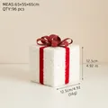 Addobbo natalizio scatola regalo glitter bianca con nastro in velluto rosso da 12,5 cm - Scatola Regalo Rosso Bianco 12cm