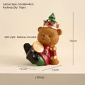 LED Christmas bear nutcracker figurine with star crown and realistic fur texture - LED Drumming Bear