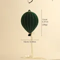 Green velvet hot air balloon ornament with gold stripes and cream ribbon for Christmas tree - Flocked Ink Green (15cm)