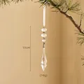 Colgante navideño de acrílico con perlas y gota de cristal, altura de 15cm para gala - Colgante de Gota de Agua Larga con Cuentas Transparentes Facetadas (25-6)