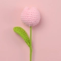 Handmade crochet pink tulip flower with green leaf for home decor and gifts - Light Pink