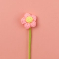 Fiore puff all'uncinetto rosa con centro giallo e stelo verde per decorazioni fai-da-te - Rosa Coreano
