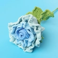 Handmade crochet gradient blue rose bouquet with realistic knitted petals and green leaves - Gradient Deep Blue