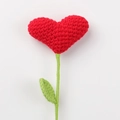 Handmade crochet red heart flower bouquet gift with green stem for Teachers' Day - Red Heart Bouquet (Green Leaves)
