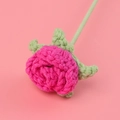 Pink handmade crochet rose flower with knitted green stem for DIY gift bouquet - Rose Red