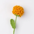 Handmade crochet yellow pompon mum flower with green stem for DIY home bouquet decor - Ping Pong Chrysanthemum Stem / Orange
