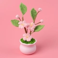 Handmade crochet peach blossom potted plant with pink flowers and ceramic base - Peach Blossom Potted Plant (Pink Pot)